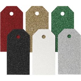 Manila Tags, gold, red, silver, white, size 5x10 cm, 300 g, 6x15 pc/ 1 pack [HOB-50978]