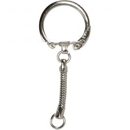 Keyring with chain, L: 6 cm, D 2,3 cm, 25 pc/ 1 pack [HOB-51282]