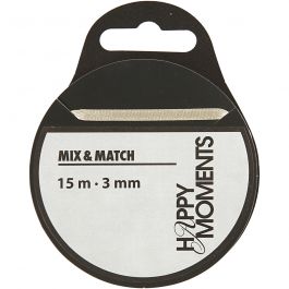Satin Ribbon, off-white, W: 3 mm, 15 m/ 1 roll [HOB-513661]