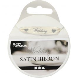 Satin Ribbon, off-white, W: 10 mm, 8 m/ 1 roll [HOB-513671]