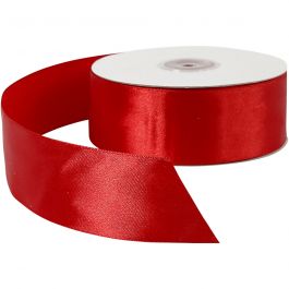 Satin Ribbon, red, W: 38 mm, 50 m/ 1 roll [HOB-51373]