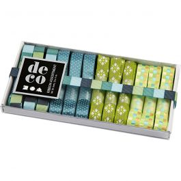 Decorative Ribbon, blue/green harmony, W: 10 mm, 12x1 m/ 1 pack [HOB-51405]