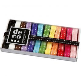 Decorative Ribbon, assorted colours, W: 10 mm, 12x1 m/ 1 pack [HOB-51411]