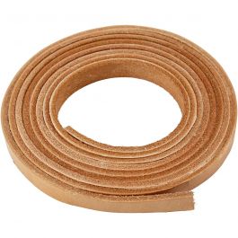 Leather band, natural, W: 10 mm, thickness 3 mm, 2 m/ 1 pack [HOB-51502]