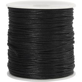 Cotton Cord, black, thickness 1 mm, 100 m/ 1 pack [HOB-51514]