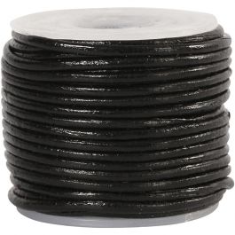 Leather Cord, black, thickness 1 mm, 10 m/ 1 roll [HOB-51548]