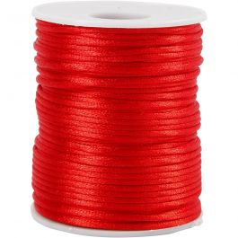 Satin Cord, red, thickness 2 mm, 50 m/ 1 roll [HOB-515508]