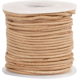Leather Cord, natural, thickness 1 mm, 10 m/ 1 roll [HOB-51553]