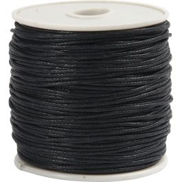Cotton Cord, black, thickness 1 mm, 40 m/ 1 roll [HOB-51580]