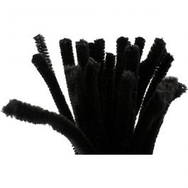 Pipe Cleaners, black, L: 30 cm, thickness 9 mm, 25 pc/ 1 pack [HOB-51608]