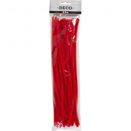 Pipe Cleaners, red, L: 30 cm, thickness 6 mm, 50 pc/ 1 pack [HOB-51613]