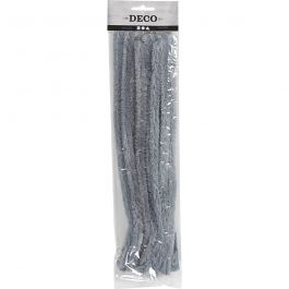 Pipe Cleaners, grey, L: 30 cm, thickness 15 mm, 15 pc/ 1 pack [HOB-51627]