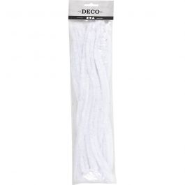 Pipe Cleaners, white, L: 30 cm, thickness 15 mm, 15 pc/ 1 pack [HOB-51629]