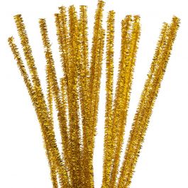 Pipe Cleaners, gold, L: 30 cm, thickness 6 mm, glitter, 24 pc/ 1 pack [HOB-51630]