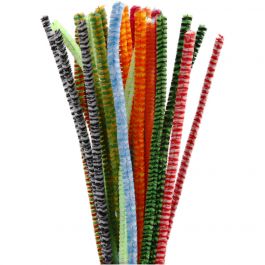 Pipe Cleaners, assorted colours, striped, L: 30 cm, thickness 6 mm, 30 asstd./ 1 pack [HOB-51632]