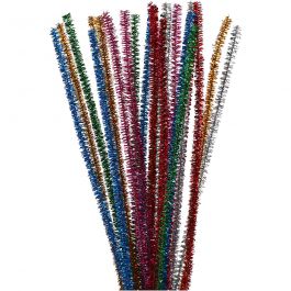 Pipe Cleaners, bold colours, L: 30 cm, thickness 6 mm, glitter, 24 pc/ 1 pack [HOB-51648]