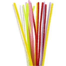 Pipe Cleaners, pastel colours, L: 30 cm, thickness 6 mm, glitter, 24 pc/ 1 pack [HOB-51649]