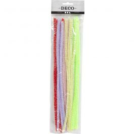 Pipe Cleaners, pastel colours, L: 30 cm, thickness 6 mm, glitter, 24 pc/ 1 pack [HOB-51649]