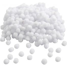 Pompoms, white, D 10 mm, 450 pc/ 1 pack [HOB-51854]