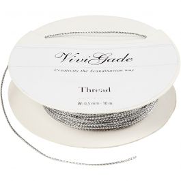 Thread, silver, thickness 0,5 mm, 10 m/ 1 roll [HOB-51961]