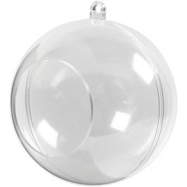 Two-piece open acrylic bauble, D 8 cm, hole size 4,5 cm, 5 pc/ 1 pack [HOB-52139]