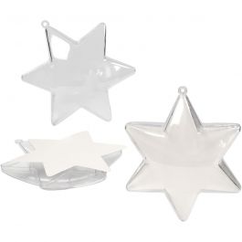 Decoration Star, transparent, H: 10 cm, 5 pc/ 1 pack [HOB-52153]