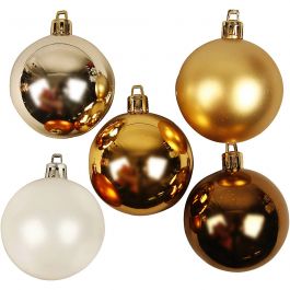 Christmas Ornaments, golden, D 6 cm, 20 pc/ 1 pack [HOB-52158]