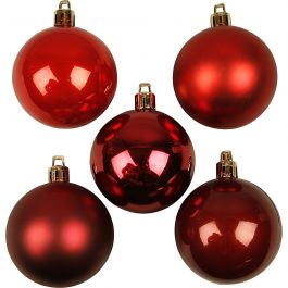 Christmas Ornaments, red harmony, D 6 cm, 20 pc/ 1 pack [HOB-52160]