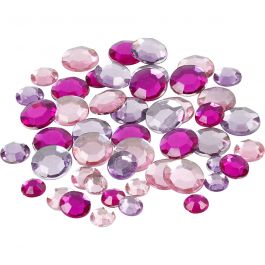 Rhinestones, purple, round, size 6+9+12 mm, 360 pc/ 1 pack [HOB-52182]