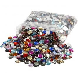 Rhinestones, assorted colours, round, D 6+9+12 mm, 3600 pc/ 1 pack [HOB-52201]