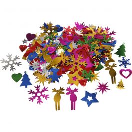 Sequins, bold colours, size 8-50 mm, 400 g/ 1 pack [HOB-52250]