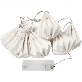 LED Light String with Lampshades, white, H: 80 mm, L: 100 cm, D 65 mm, 1 pc [HOB-52358]