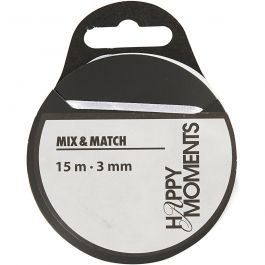 Satin Ribbon, white, W: 3 mm, 15 m/ 1 roll [HOB-524501]