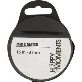 Satin Ribbon, black, W: 3 mm, 15 m/ 1 roll [HOB-524502]
