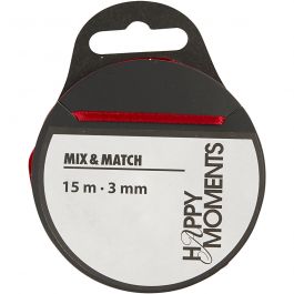 Satin Ribbon, claret, W: 3 mm, 15 m/ 1 roll [HOB-524503]