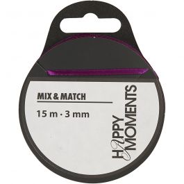Satin Ribbon, dark purple, W: 3 mm, 15 m/ 1 roll [HOB-524505]