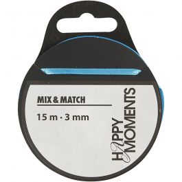 Satin Ribbon, light blue, W: 3 mm, 15 m/ 1 roll [HOB-524508]