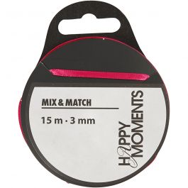 Satin Ribbon, pink, W: 3 mm, 15 m/ 1 roll [HOB-524509]