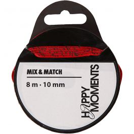 Satin Ribbon With Print, red, W: 10 mm, 8 m/ 1 roll [HOB-524603]