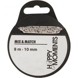 Satin Ribbon With Print, sand, W: 10 mm, 8 m/ 1 roll [HOB-524606]
