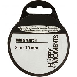 Satin Ribbon With Print, off-white, W: 10 mm, 8 m/ 1 roll [HOB-524621]