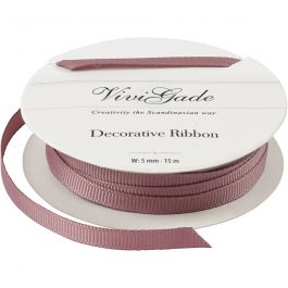 Decoration Ribbon, rose, W: 6 mm, 15 m/ 1 roll [HOB-52476]