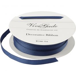 Decoration Ribbon, blue, W: 6 mm, 15 m/ 1 roll [HOB-52478]