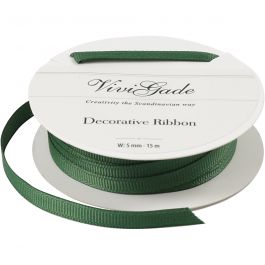 Decoration Ribbon, green, W: 6 mm, 15 m/ 1 roll [HOB-52479]