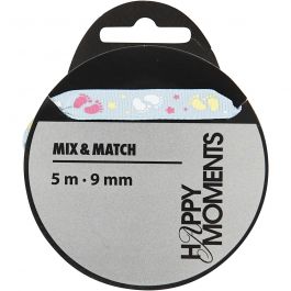 Decorative Ribbon, light blue, W: 9 mm, 5 m/ 1 roll [HOB-525011]