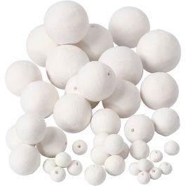 Compressed Cotton Ball, white, D 12+15+20+30+40+50 mm, 42 pc/ 1 pack [HOB-54008]