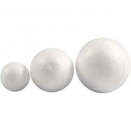 Polystyrene Balls, white, D 20+30+40 mm, 12 pc/ 1 pack [HOB-54305]