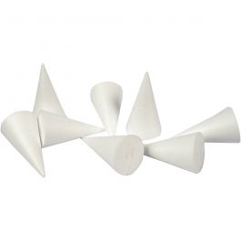 Cone, white, H: 11 cm, D 5,5 cm, 50 pc/ 1 pack [HOB-543581]