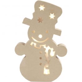 Figure with light inside, snowman, H: 27 cm, D: 4 cm, W: 17,5 cm, 1 pc [HOB-54906]