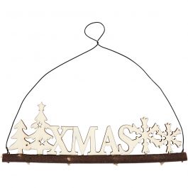 Christmas decoration, XMAS, H: 7 cm, depth 0,5 cm, W: 22 cm, 1 pc [HOB-55323]